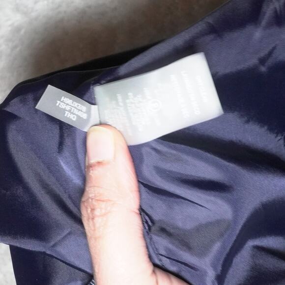 TOMMY HILFIGER Preppy Jacket Twill Pinstriped Open Front Navy Blazer Sz 12 - Picture 9 of 12
